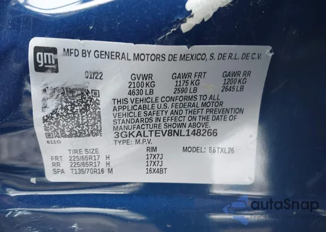 2022 GMC Terrain Awd Sle из США, поврежденный, VIN 3GKALTEV8NL148266